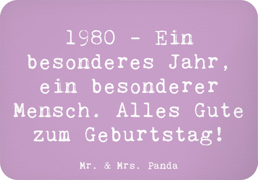 Mr. & Mrs. Panda Kühlschrankmagnet Spruch 1980 Geburtstag - Lavendeltraum - Geschenk, unvergesslicher, haftmagnet, geboren, Happy Birthday, feiern...