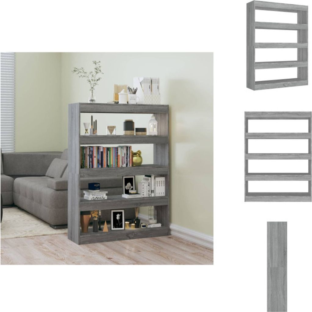 vidaXL Bücherregal/Raumteiler Grau Sonoma 100×30×135 cm - Bücherregale & Bücherschränke