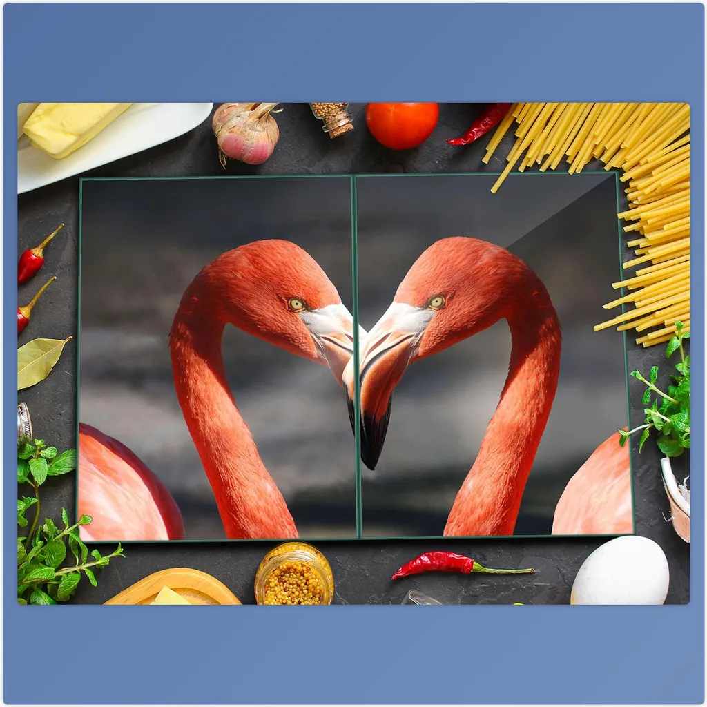 Copri Piano Cottura Ceranfeld, 2 Pezzi, 2 x 40 x 52 cm, Motivo Floreale, Rosso, per induzione