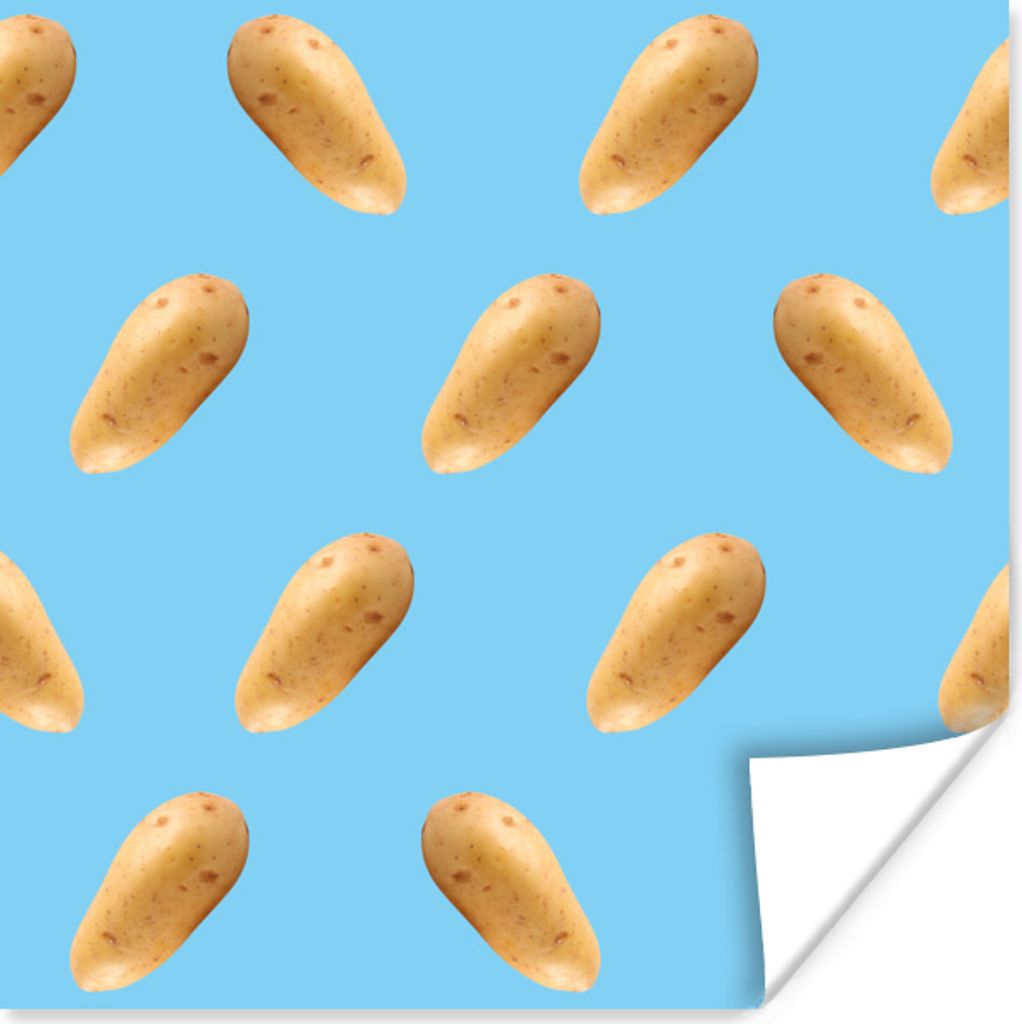 MuchoWow Poster Kartoffel - Muster - Blau 75x75 cm - Wand Dekoration