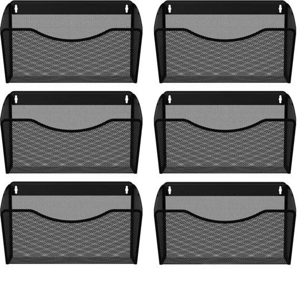 Support mural 6 cases en métal noir pour libérer votre bureau du A4