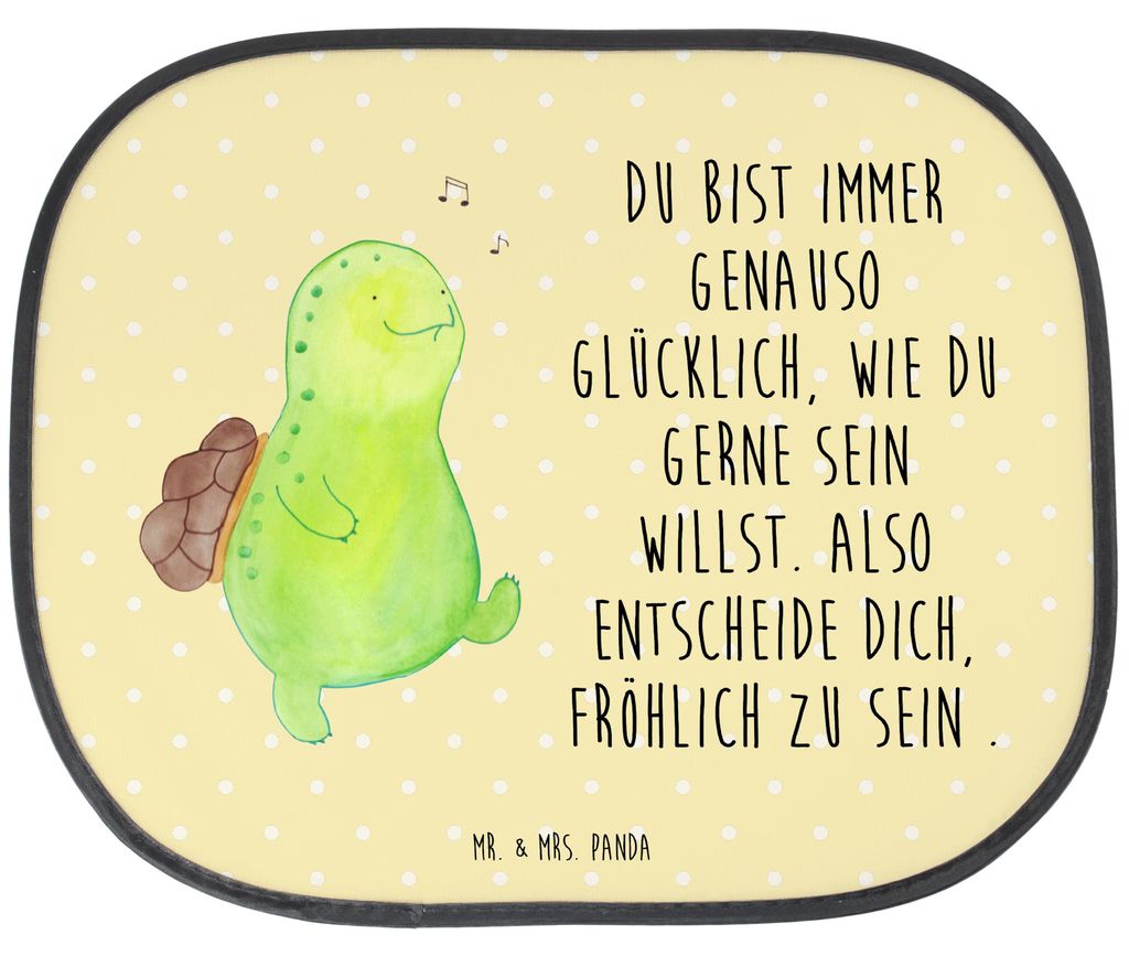 Mr. & Mrs. Panda Autosonnenschutz Schildkröte Pfeifen - Gelb Pastell - Geschenk, Glück, Sonnenblende Auto, Sonnenschutz, Depression, Spazieren, L...