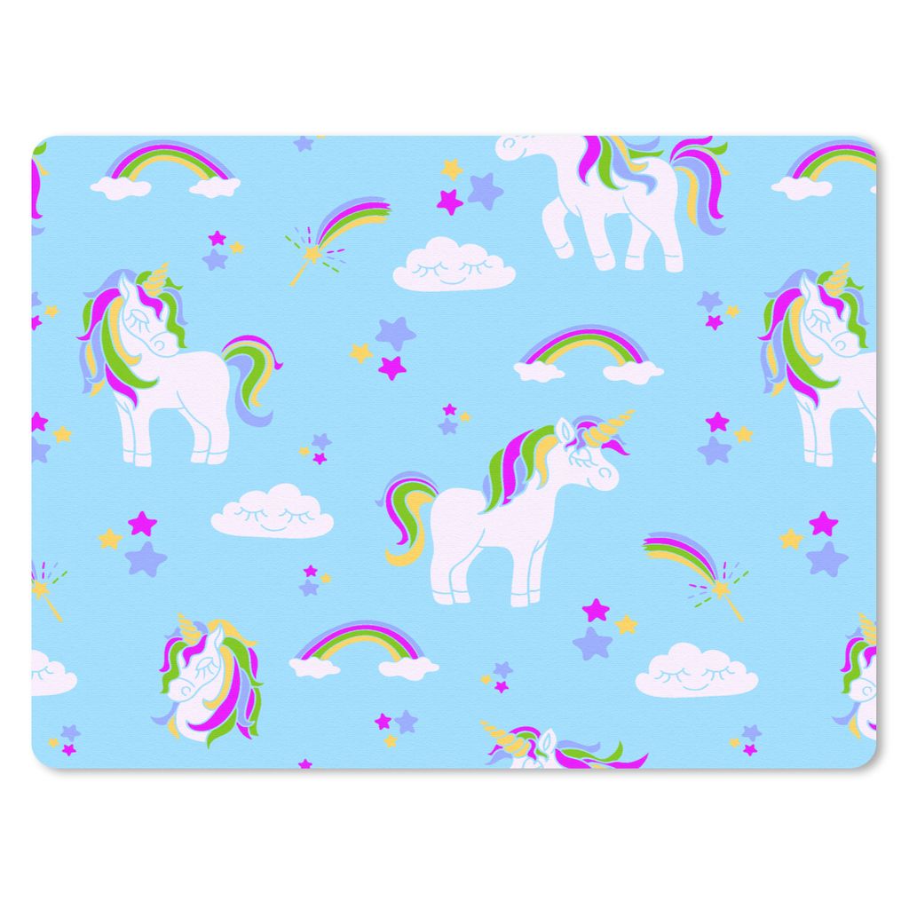 MuchoWow Mauspad Mousepad Einhorn - Regenbogen - Muster - Kind 40x30 cm - Mousepads - Maus Mat - Pad - Mausunterlage - Anti Rutsch
