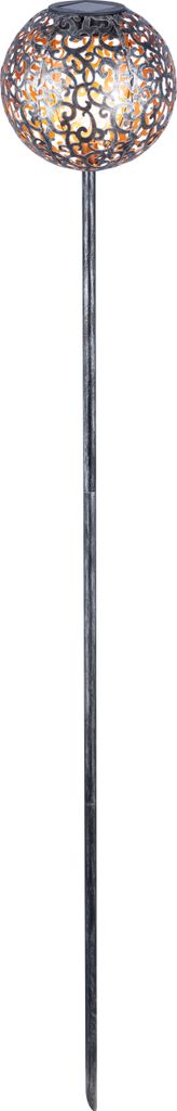 Dehner Solarstab Luanda, Kugelleuchte, Lichtfarbe warmweiß, Ø 16 cm, Höhe 120 cm, Metall / Kunststoff, silber / kupfer