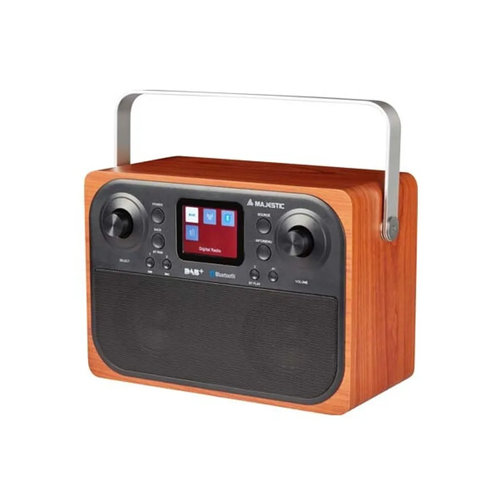 New Majestic RT-197 DAB+ Montre numérique Noir et Bois - Radio rétro