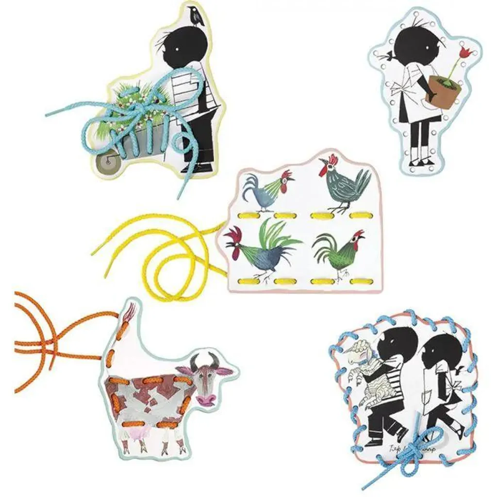 Jeu de laçage pour enfant - Cartes à enfiler éducatives Fiep Westendorp