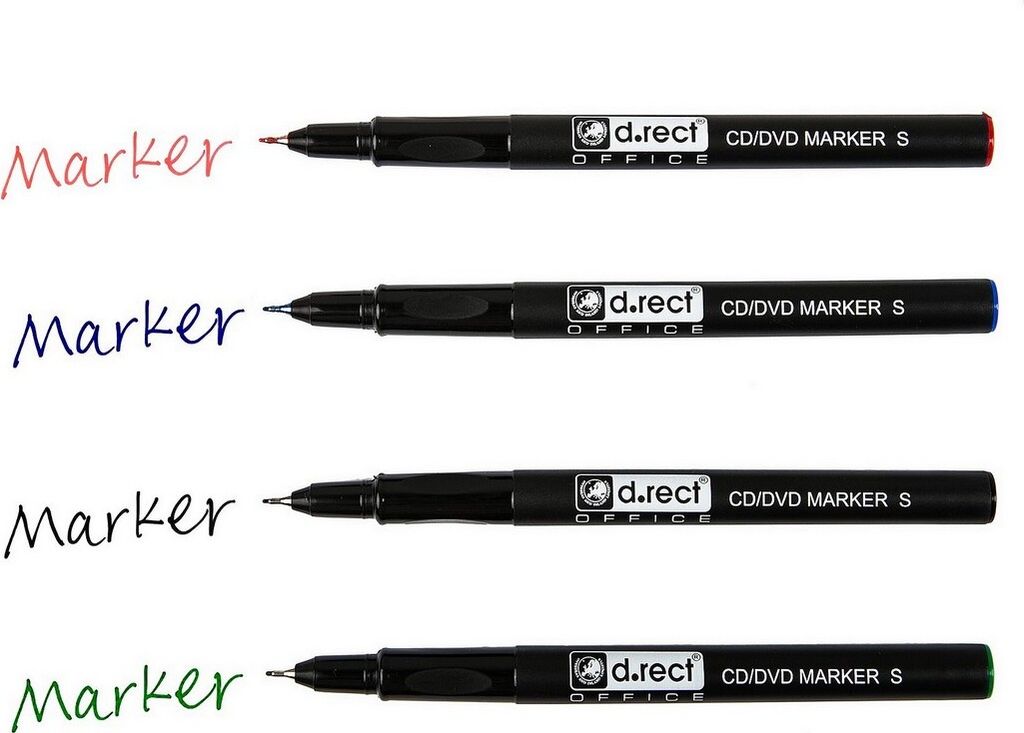 D.RECT - CD/DVD Marker Stift | Satz von 4 Farben | 0,4 - Produktbild 