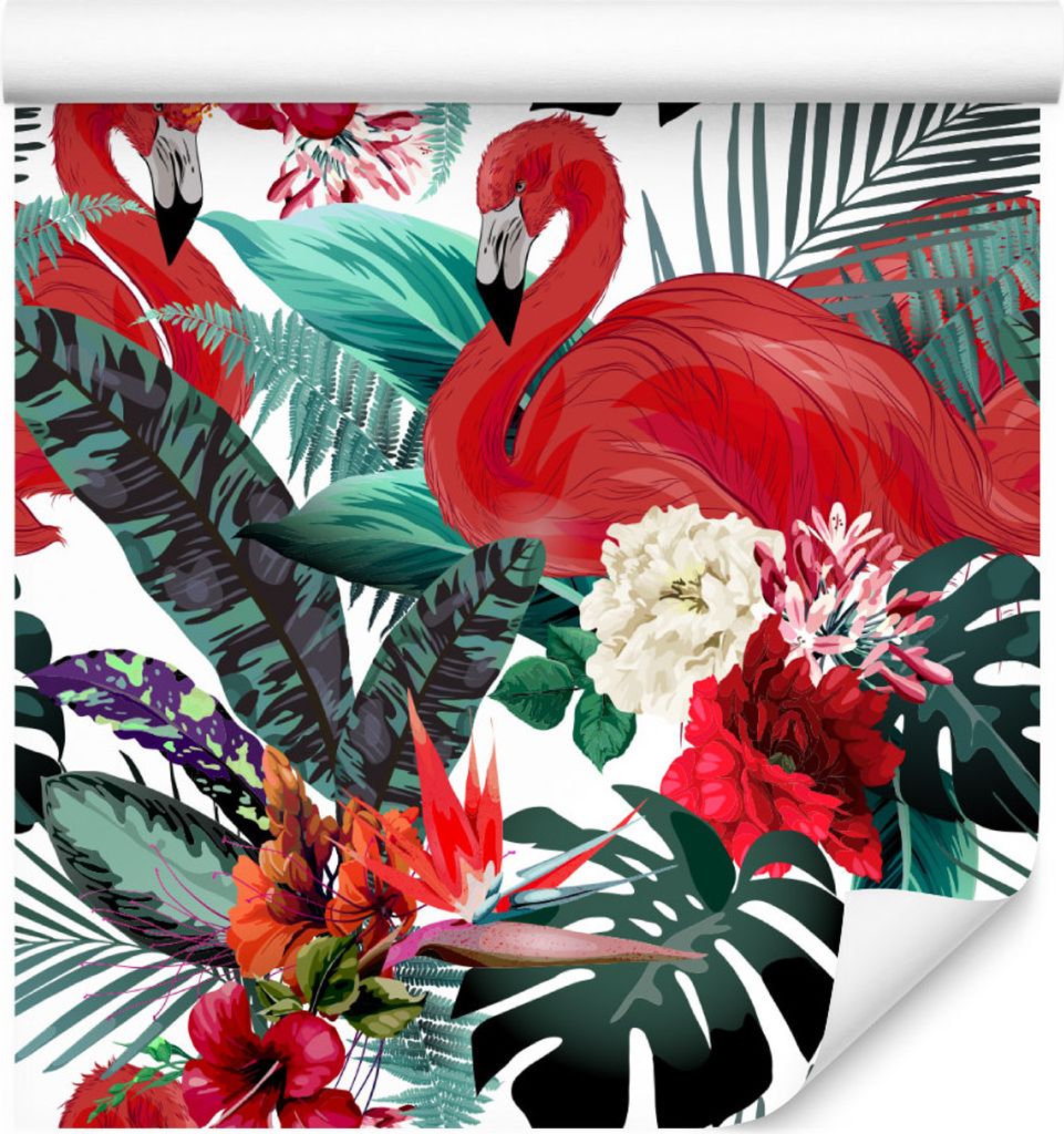 10m VLIES TAPETE Rolle Blumen Pfingstrosen Knabenkraut Farn Flamingos XXL