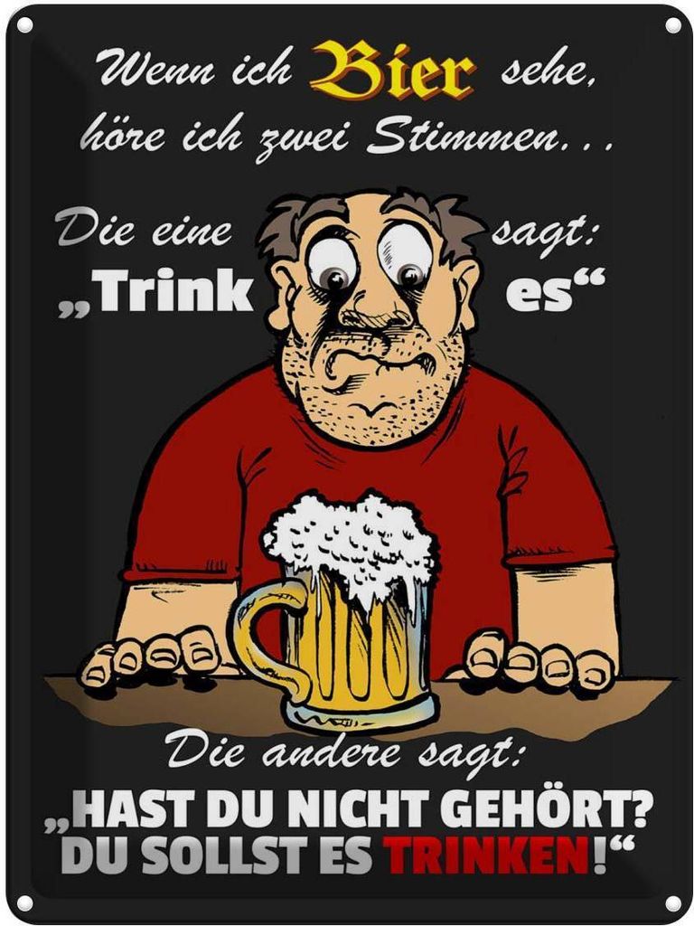 vianmo Blechschild 40x30 cm wenn ich Bier sehe höre 2 Spruch Zitat