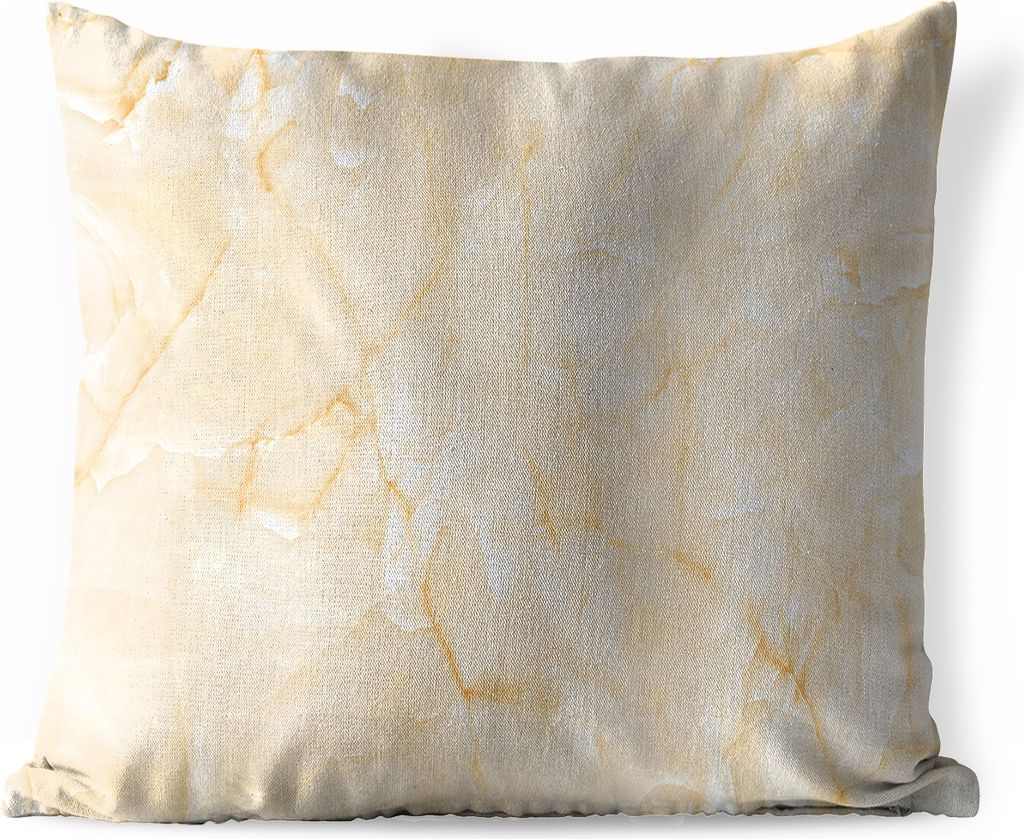 MuchoWow Outdoor Kissen - Marmor - Gelb - Weiß - 45x45 cm - Wetterfest - Lounge Kissen - Fotokissen - Dekoratives Kissen
