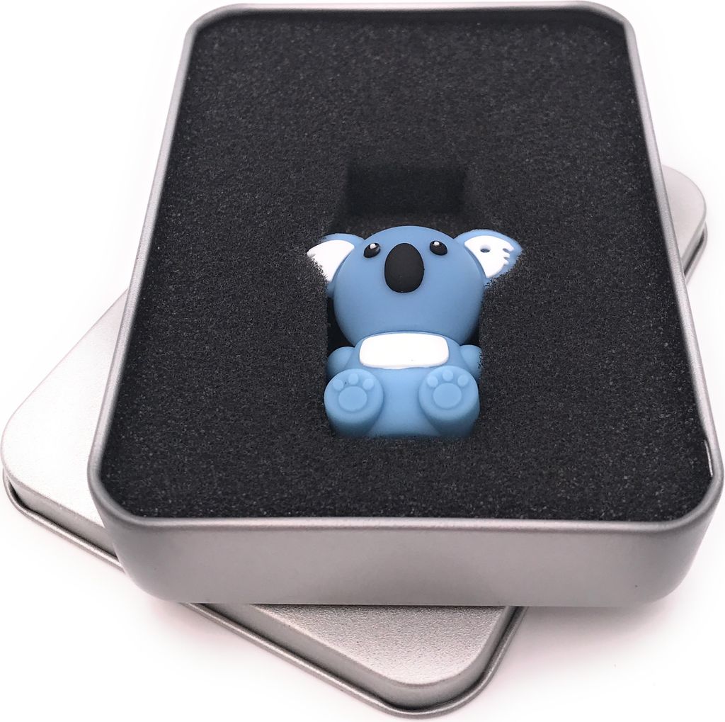 Onwomania Koala Bär niedlich Blau USB Stick in Alu Geschenkbox 64 GB USB 3.0
