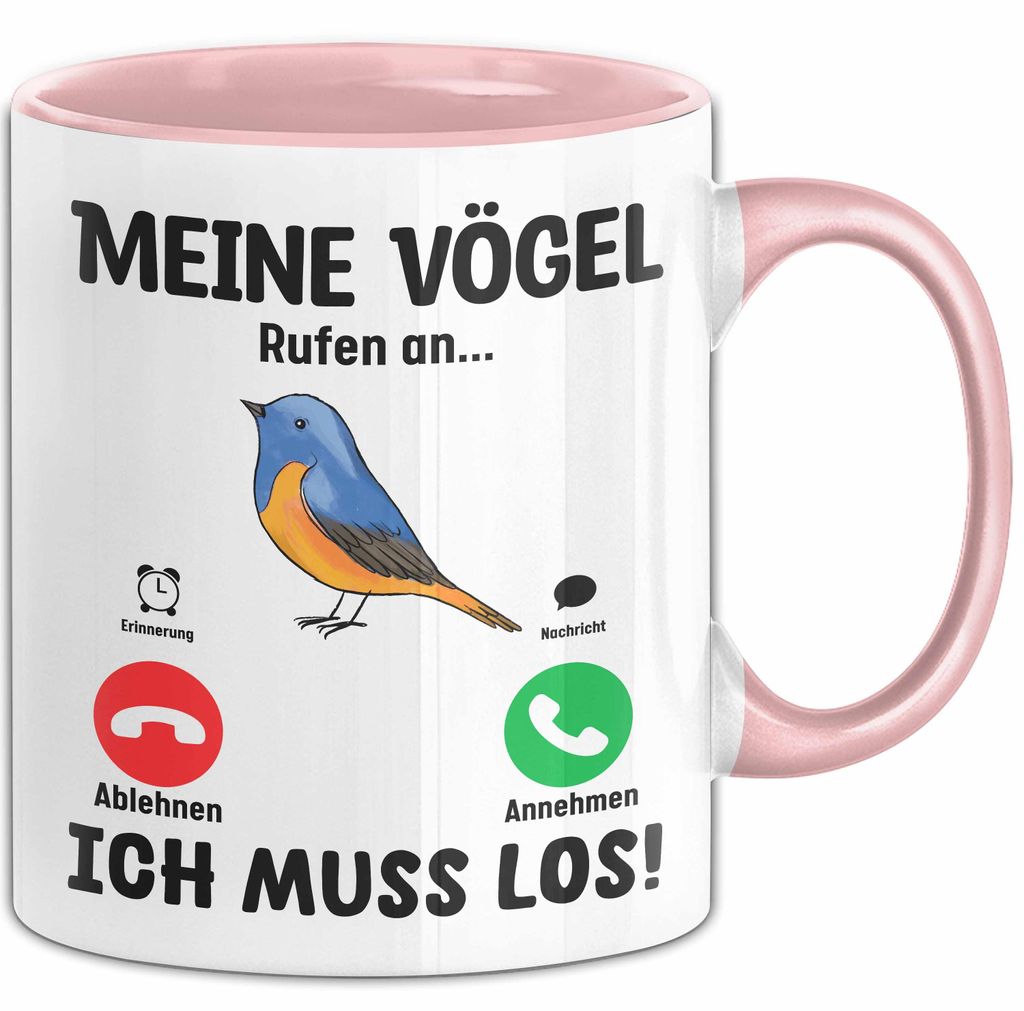 Meine Vögel Rufen An... Ich Muss Los Tasse Geschenk Für Vögel Züchter Geschenkidee Kaffee-Becher (Rosa)
