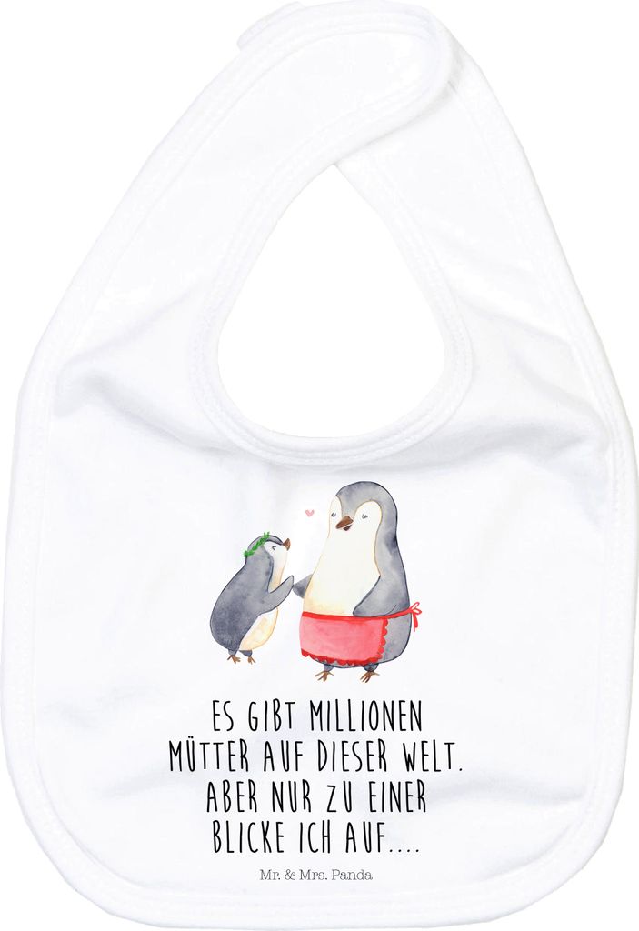 Mr. & Mrs. Panda Lätzchen Pinguin mit Kind - Weiß - Geschenk, Vorbild Mama, Mutter, Schwester, Muttertag, Für Babys, Mutti, Sabberlätzchen, Sch...
