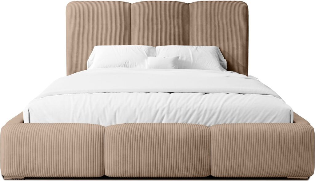 FEDVE Polsterbett Doppelbett Walmer Schlafzimmer Bett Bettkasten Matratze H3 180x200 cm Braun (Lincoln 17)