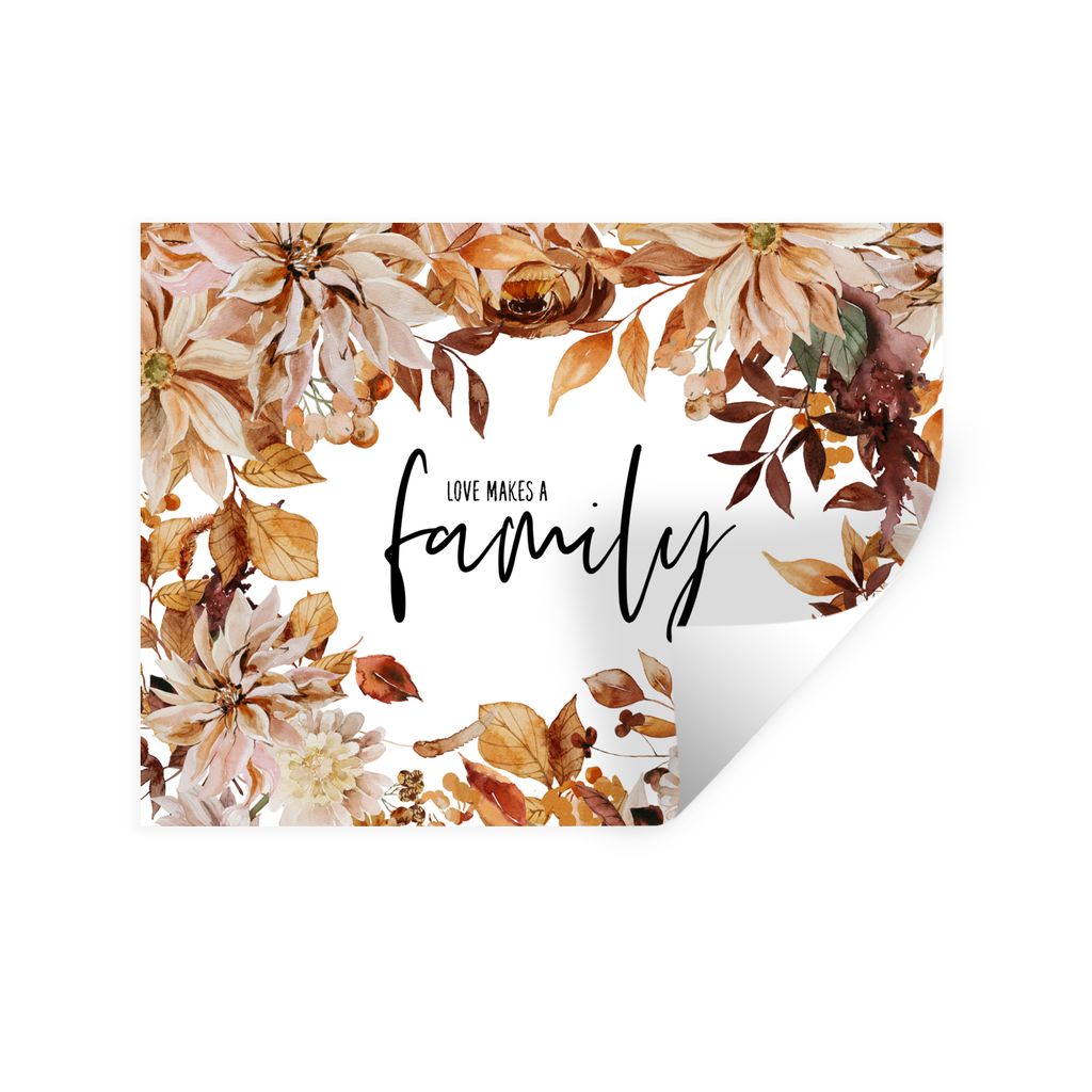MuchoWow Wandtattoo Wandsticker Wandaufkleber Zitate - Liebe macht eine Familie - Sprichwörter - Familie 160x120 cm Selbstklebend und Reposition...