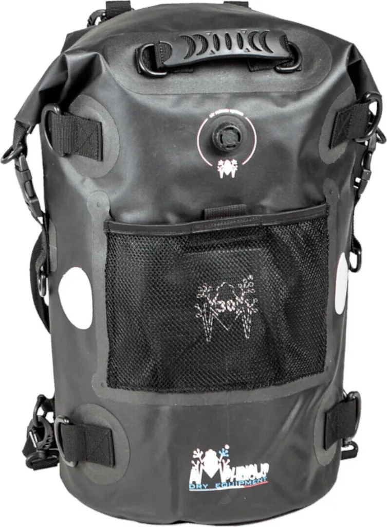 Amphibious Yucatan Sac Étanche 30L en PVC HD Noir avec Dossier Matelassé