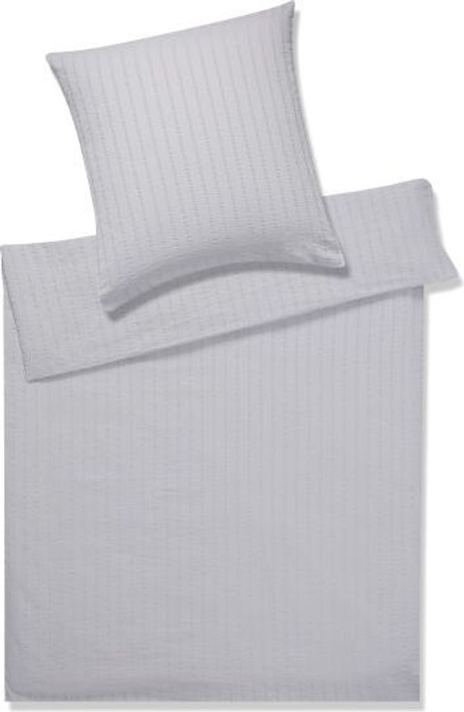 Elegante Seersucker Bettwäsche-Garnitur Chelsea 7013 Größe 80x80 155x220 cm Farbe silber
