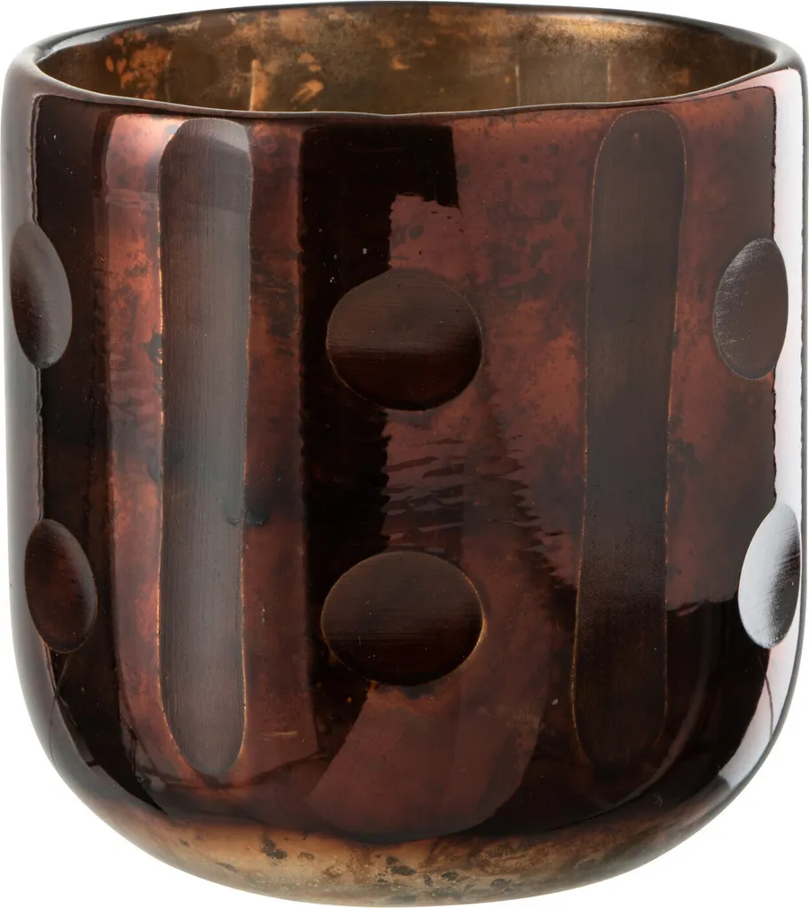 Photophore en verre marron cylindrique pour bougie chauffe-plat