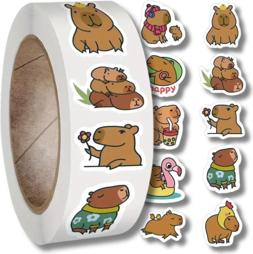 Nálepky na rolke s 200 kusmi. DIY kapybara pre deti s Obrázok produktu 