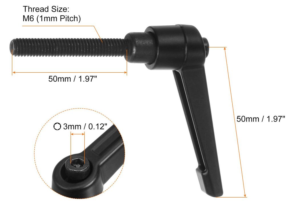 8 Stš¹ck Klemmhebel Griff M6 x 50mm Au?engewinde Schraube, Aluminiumlegierung Verstellbare Handgriffe Spannhebel fš¹r Werkzeugmaschinen Schwei?...