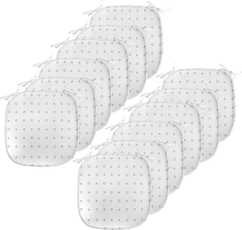 ABAKUHAUS Xo Polster für Esszimmerstühle, Geometrische Monochrome Spiel, Dekoratives wasserfestes Kissen mit Riemen für Küchensitze, 40 cm x 40...