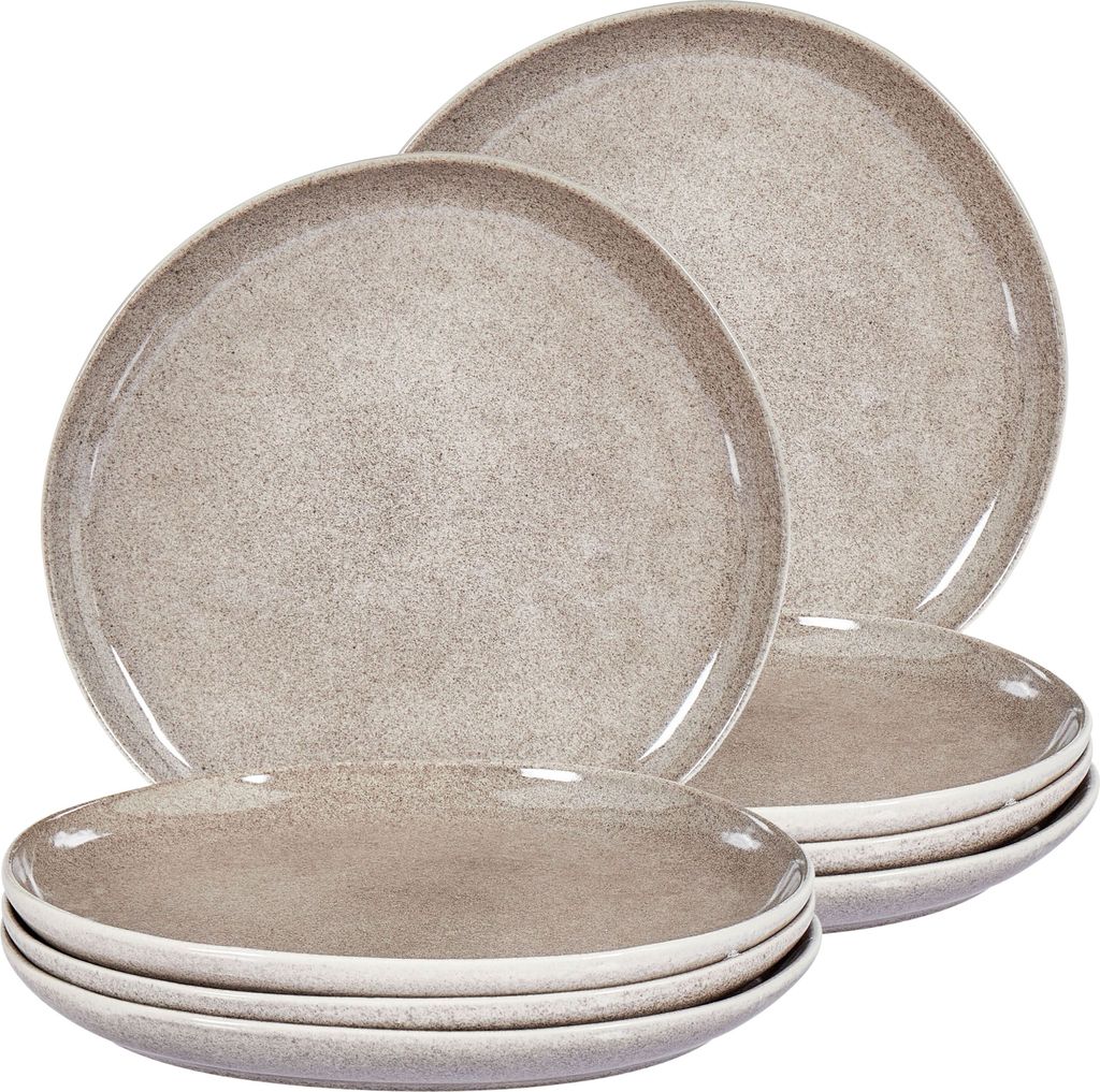 BELIANI Set aus 8 Beilagentellern Grau Steingut Kaolin Handgemacht Reaktive Glasur Finish Dessertteller Küche Esszimmer