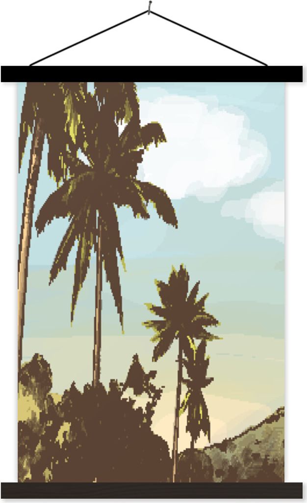MuchoWow Textilposter Palme - Himmel - Düne 60x90 cm mit schwarzem Rahmen - Poster Wohnzimmer