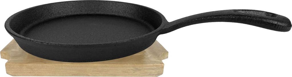 All'Grill ALL'GRILL Gusseisen-Minipfanne mit Stiel und Untersetzer - Schwarz, Rund, 13 cm x 1,5 cm