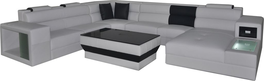 Ecke Leder Modern XXL Couch Wohnlandschaft Ledersofa Sofa U-Form B2006