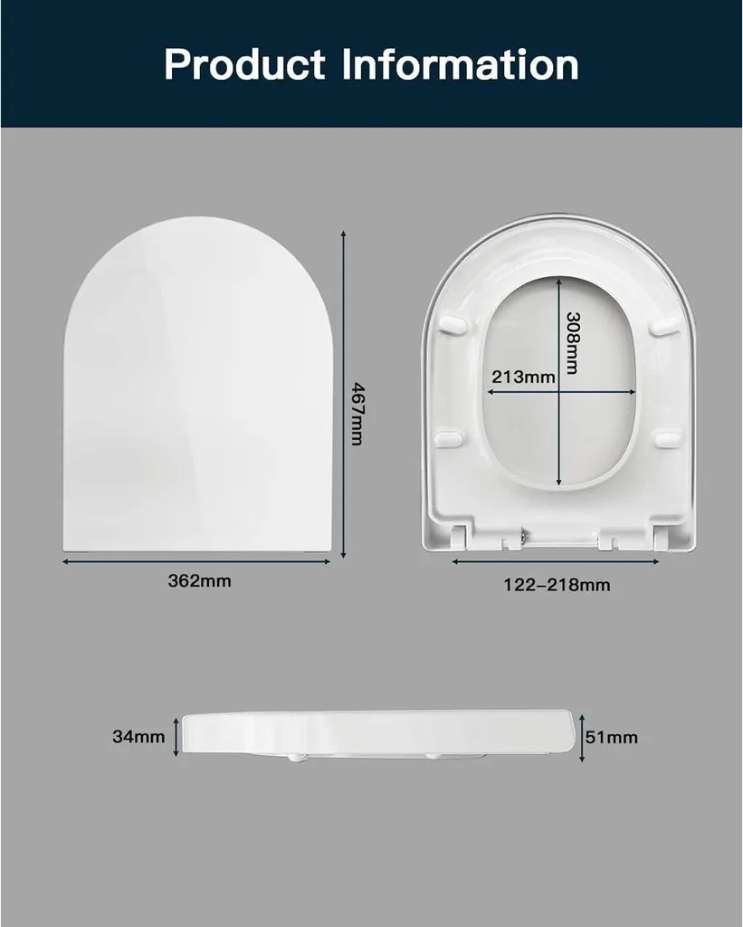 Abattant WC déclipsable Quick-release forme D blanc avec frein de chute - 3