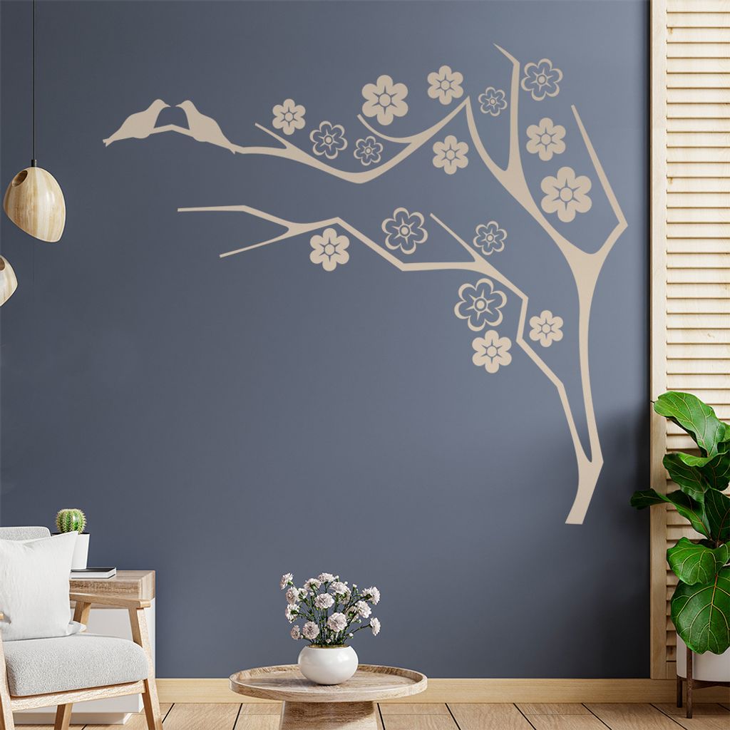 Zwei Vögel auf dem Ast Wandtattoo in 6 Größen - Wandaufkleber Wall Sticker - Dekoration, Küche, Wohnzimmer, Schlafzimmer, Badezimmer