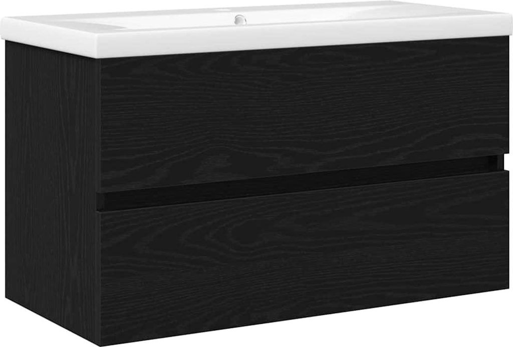"SALE 2026" Waschbeckenunterschrank Schwarz Eichen-Optik 80 x 39 x 62 cm - Spiegelschränke DE1136818