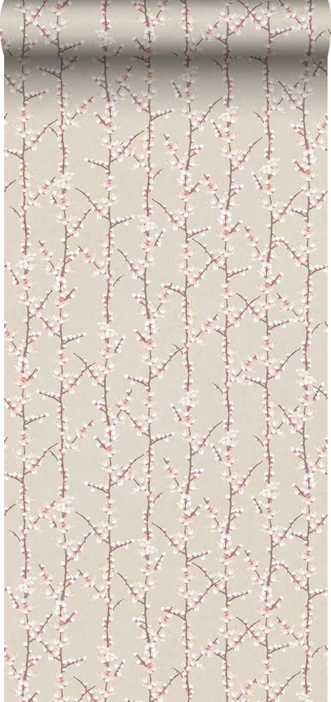 Sanders & Sanders Tapete Blüte Sandbeige und Weiß 53 cm x 10 m
