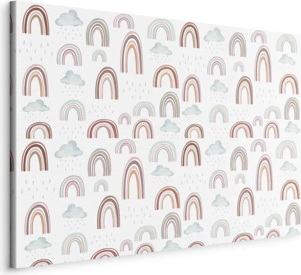 Stampa su Tela 90x60 cm Arcobaleni Pastello - Arredo Cameretta