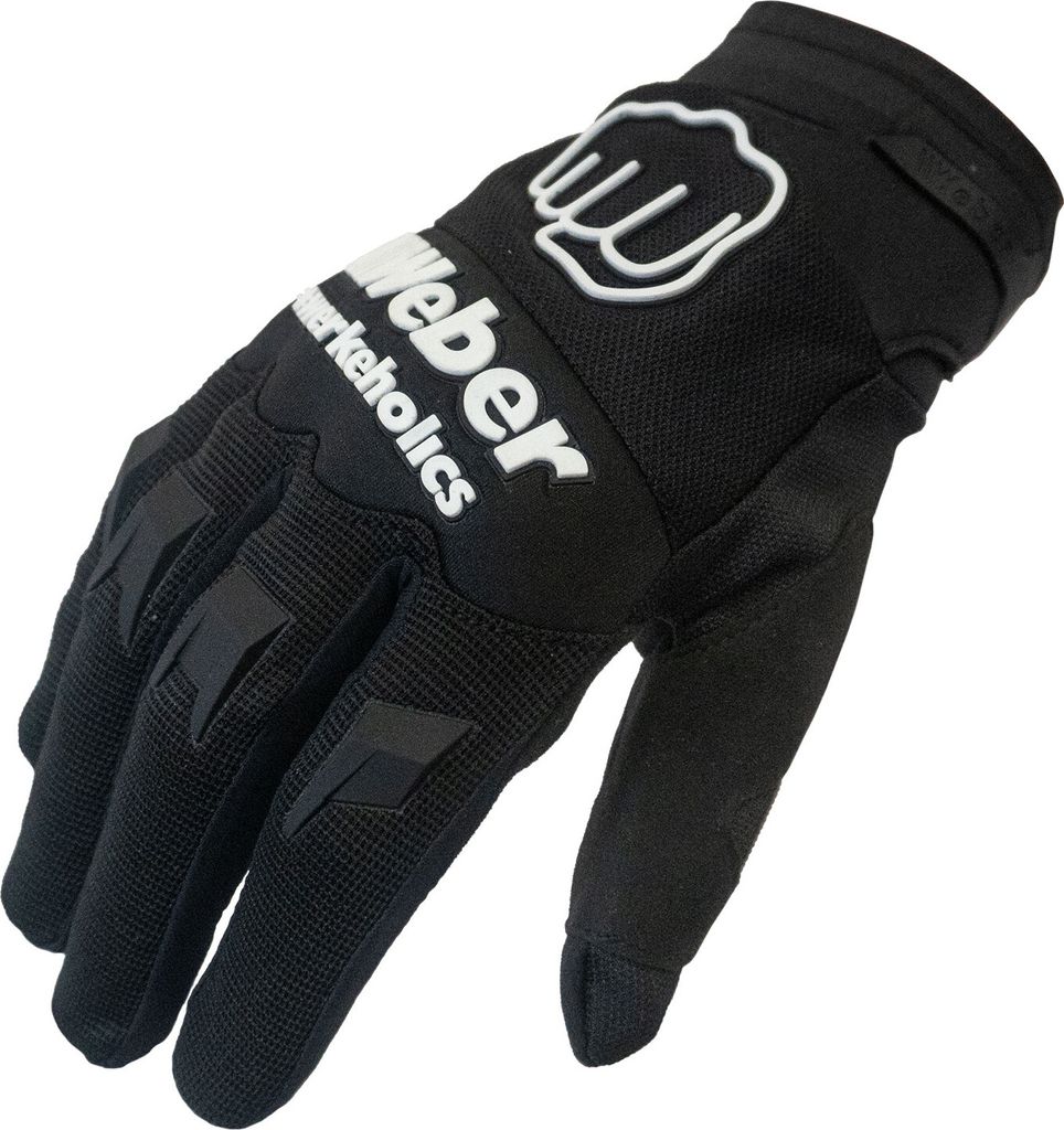 Weber #Werkeholics Motocross Handschuhe schwarz / weiß L Motocross Motorradhandschuhe mit Fingerknöchelschutz gepolstert