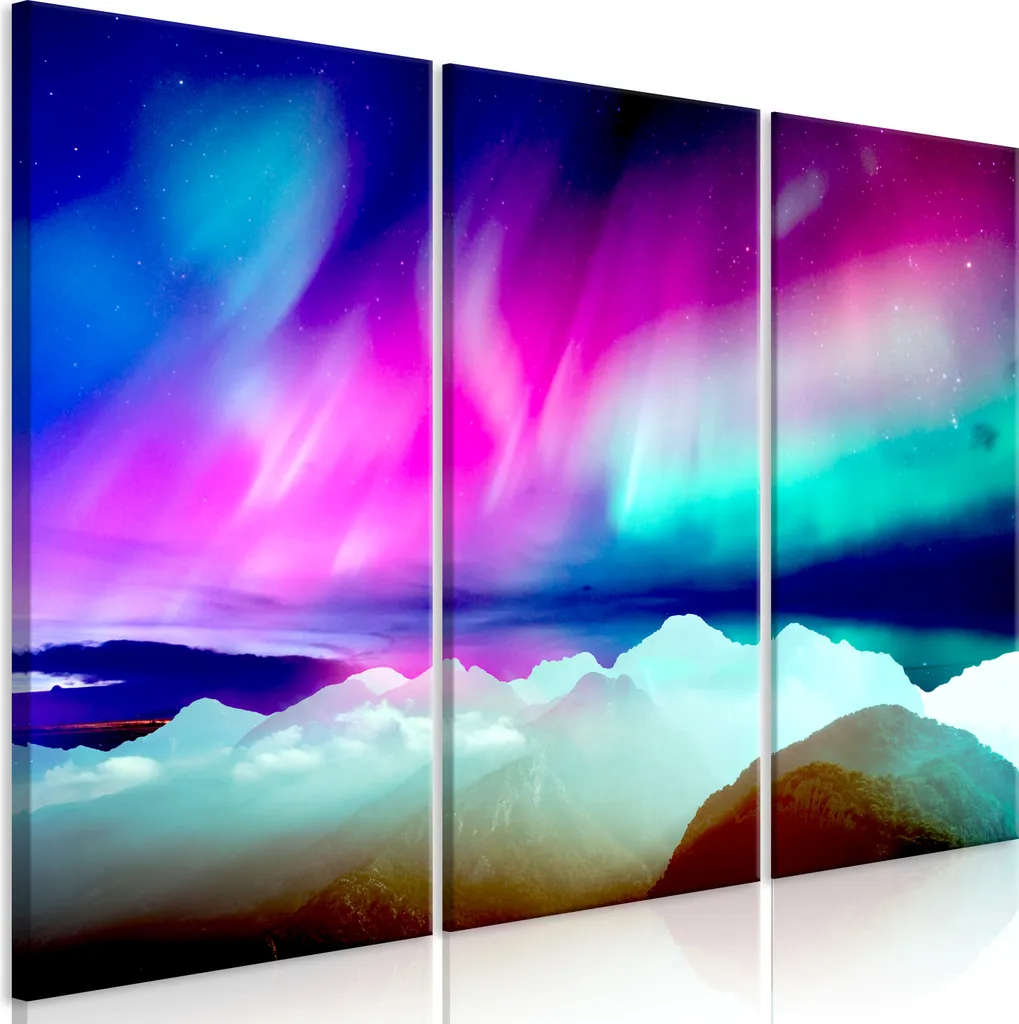 Trittico Meravigliosa Aurora 60x40 - Quadro su Tela Design Paesaggi