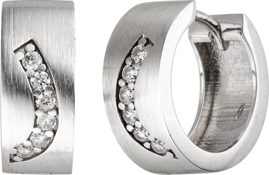 JOBO Creolen 925 Silber matt 12 Zirkonia Ohrringe Produktbild 