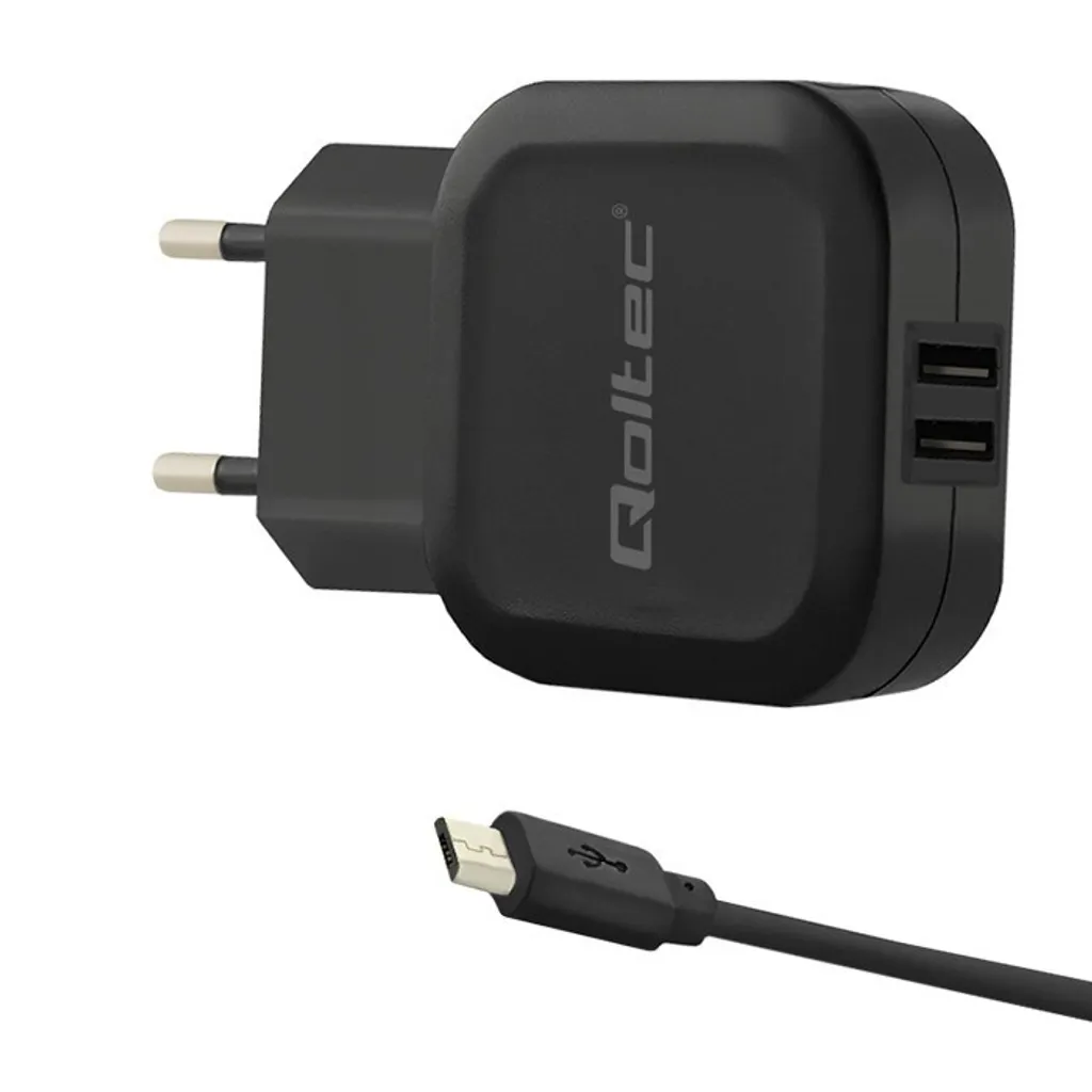 Alimentatore USB Qoltec 50187 5V 3.4A Doppia Uscita per Casa e Ufficio