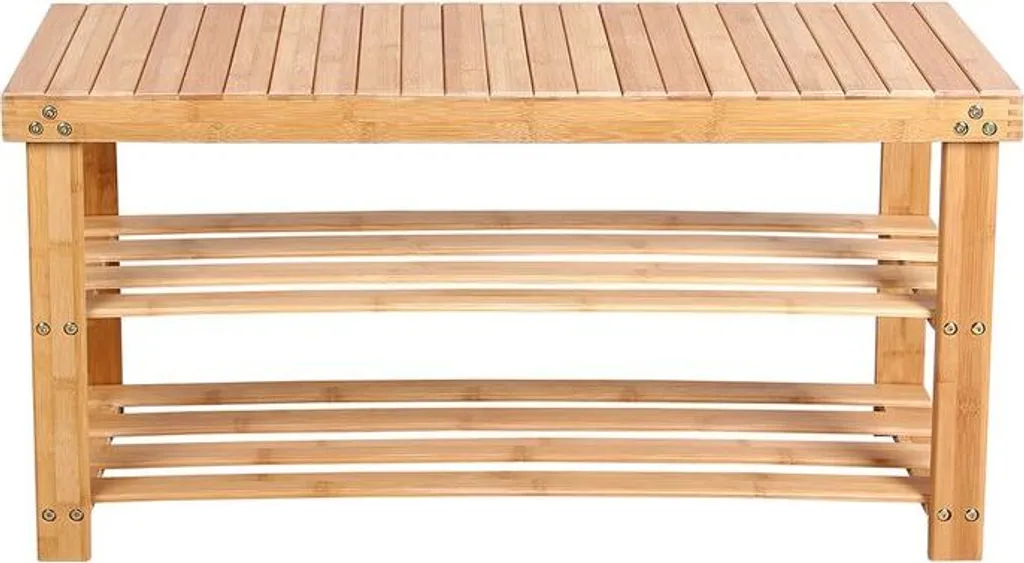 Banc de Rangement Chaussures en Bambou - Meuble d'Entrée Design 90 cm