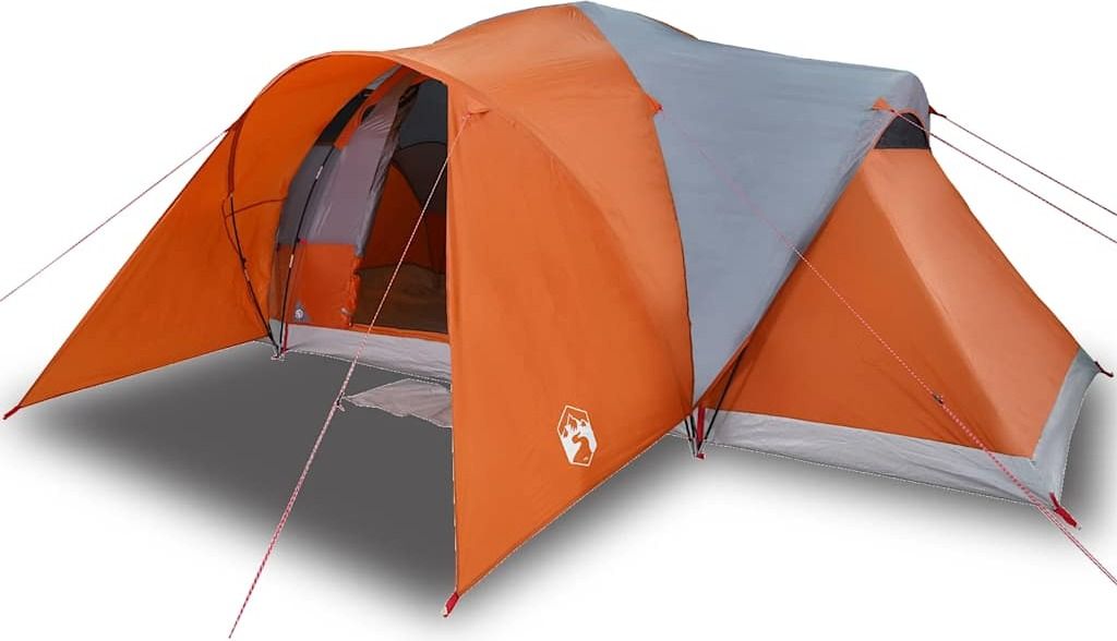 vidaXL Kuppel-Familienzelt 6 Personen Grau und Orange Wasserdicht