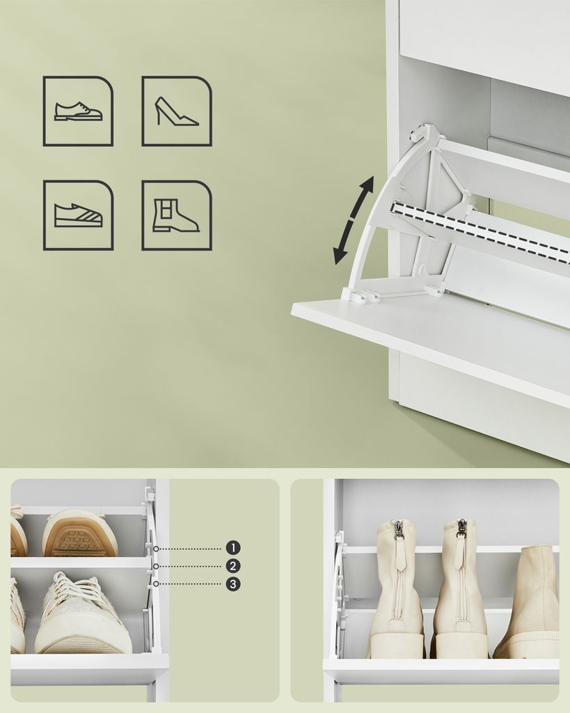 VASAGLE skříňka na boty 2 klapky výklopný botník 24x80x102 Obrázek produktu 4