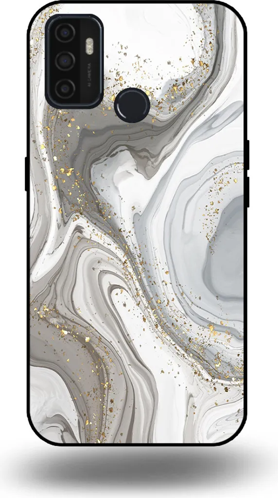 Smartphonica Custodia per telefono adatta per OPPO A32 / A53 / A53s con stampa in marmo - Custodia posteriore in TPU con design in marmo - Argento