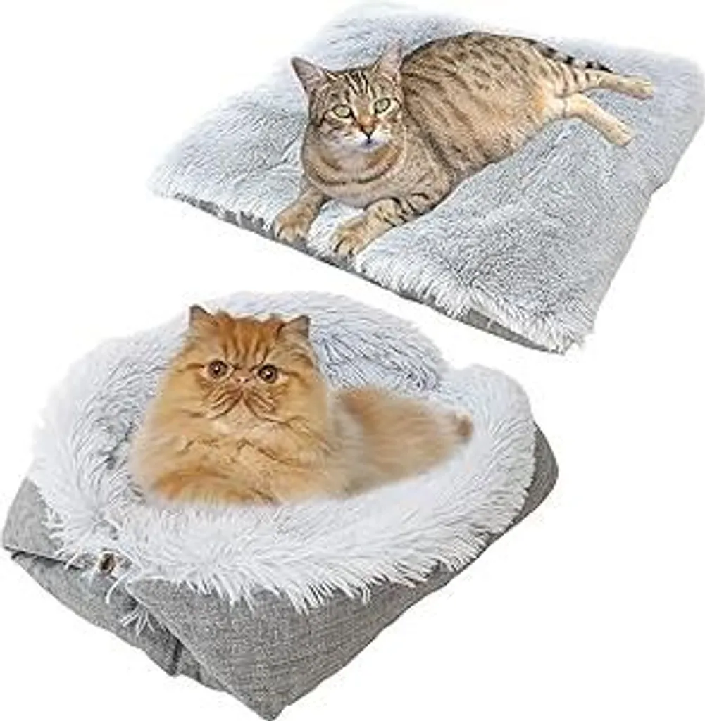Cuccia Gatto 2 in 1 Morbida Lavabile 38x38cm Grigia | Letto Cani Piccoli