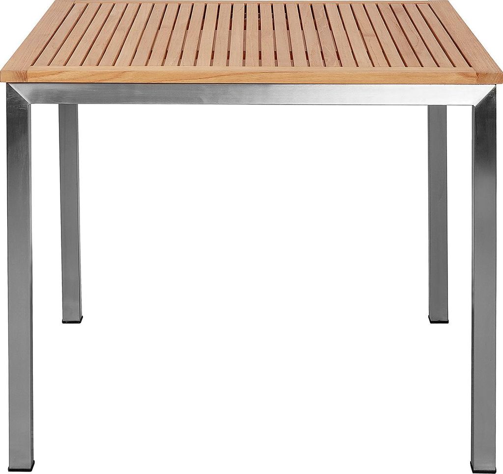 home24 Gartentisch - Teak Massiv / Edelstahl Produktbild 