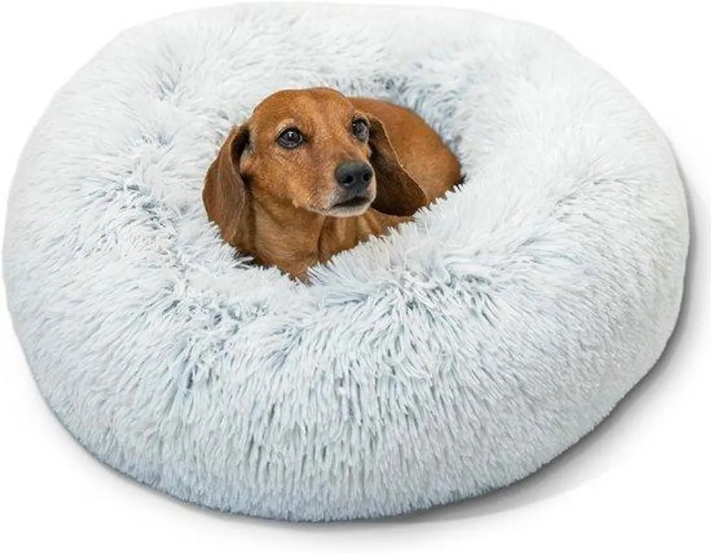 Couchage pour chien et chat 58cm blanc givré idéal repos profond