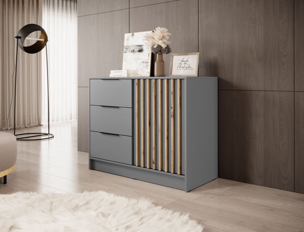 MINIO Kommode NELLY 2D Artisan Eiche / Grau