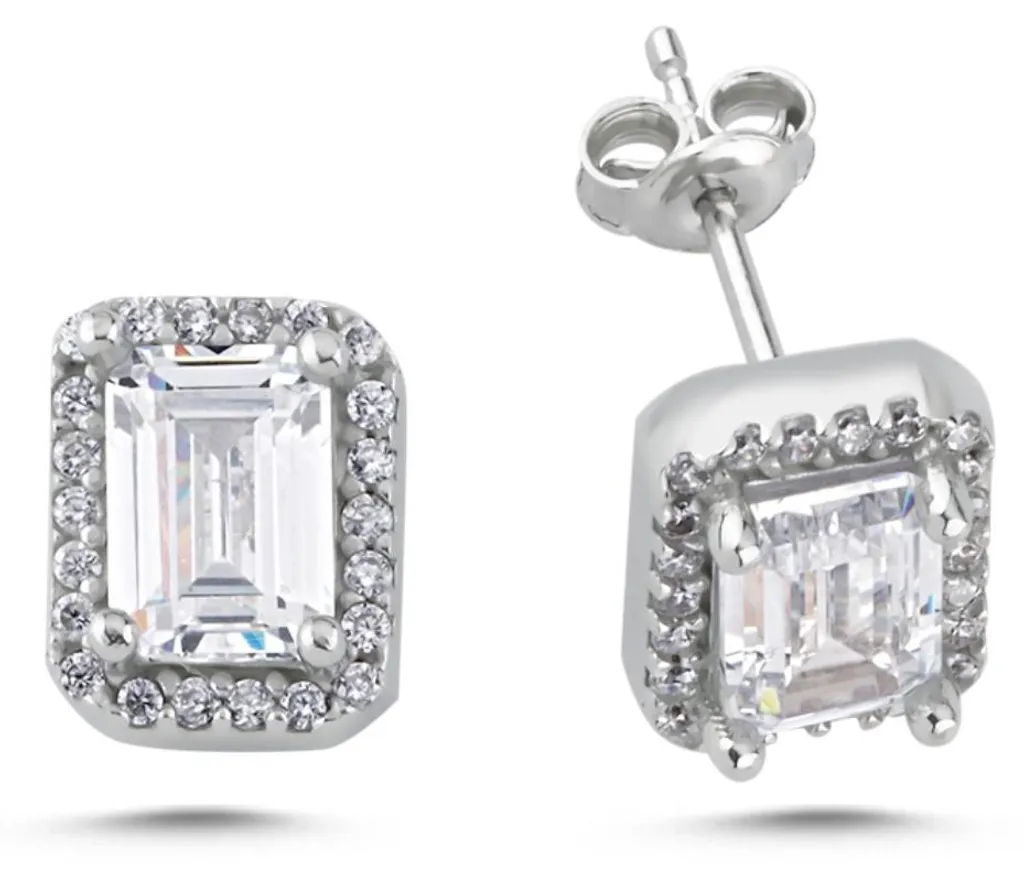 Boucles d'oreilles solitaires argent 925 pour mariage et cérémonie