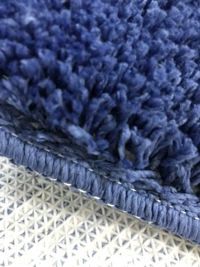 Ensemble 3 pièces tapis de bain bleu à rayures en microfibre douce - 6
