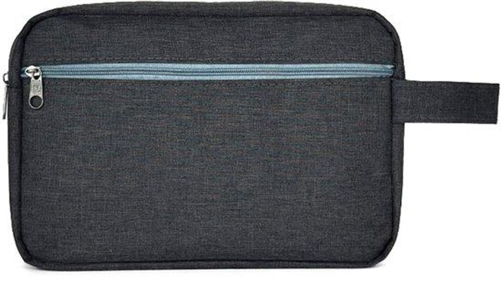 Reise-Toilettas, für Männer und Frauen, mit Kosmetik-Bürste-Set, in schwarzem Jeans-Stoff