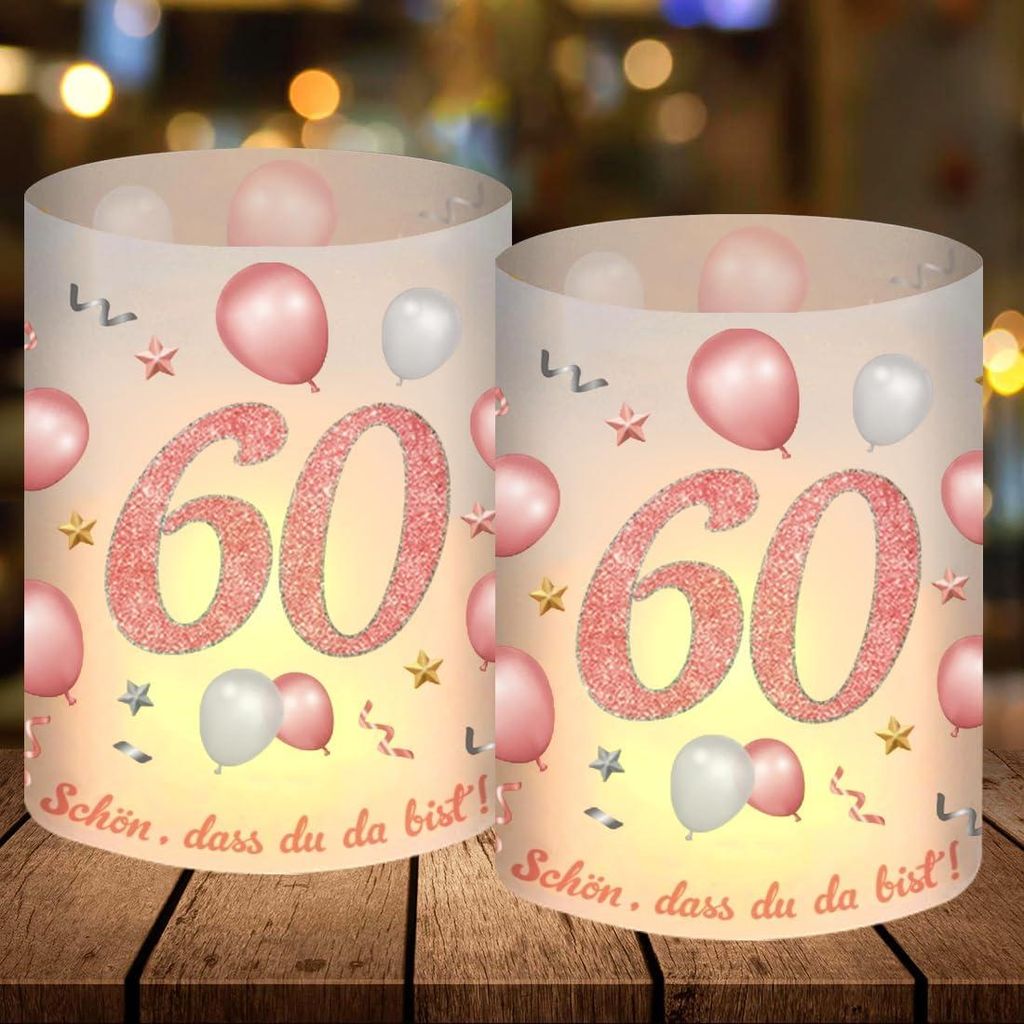 12 Windlicht Tischdeko 60 Geburtstag, Party Deko 60 Produktbild 